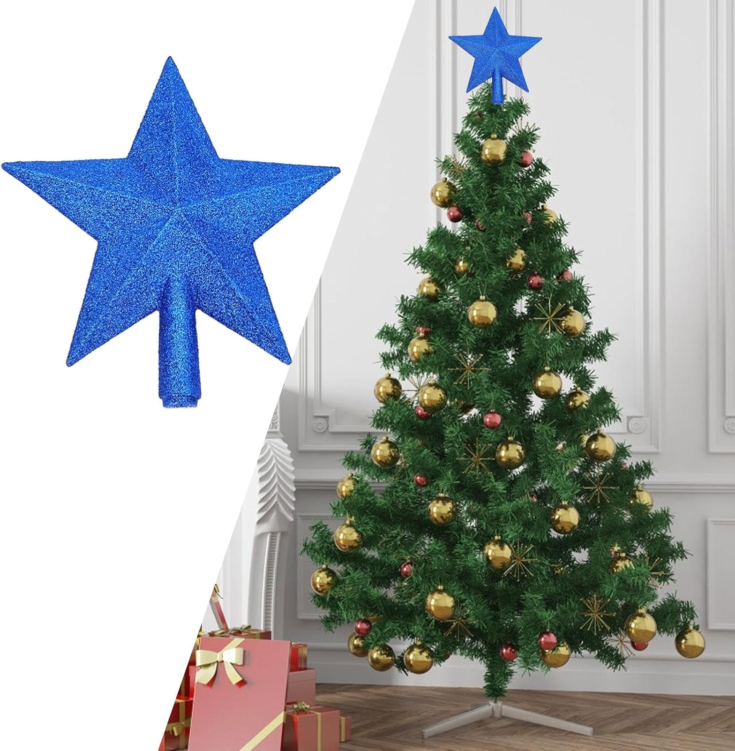 Generic Christmas Tree Top Star Christmas Tree Toppers Star for Christmas Tree Top for Bedroom, Blue