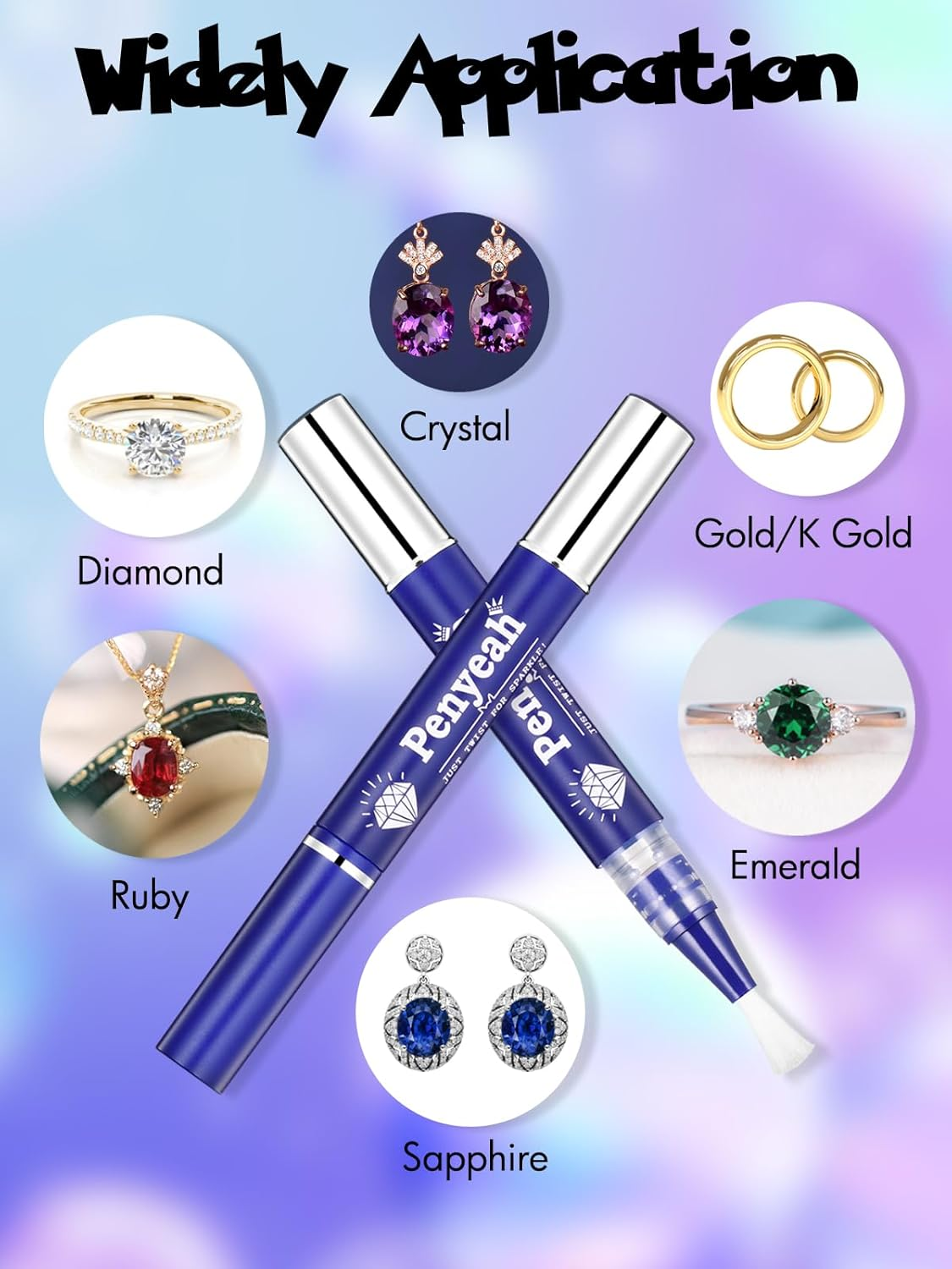 Jewelry Cleaner Pen (2PK) Instant Shine Diamond Ring Cleaner Pen Stick, Soft Brush Travel Jewelry Cleaning Pen for Gold,White Gold,Diamonds,Various Gemstones, Engaged image number 2