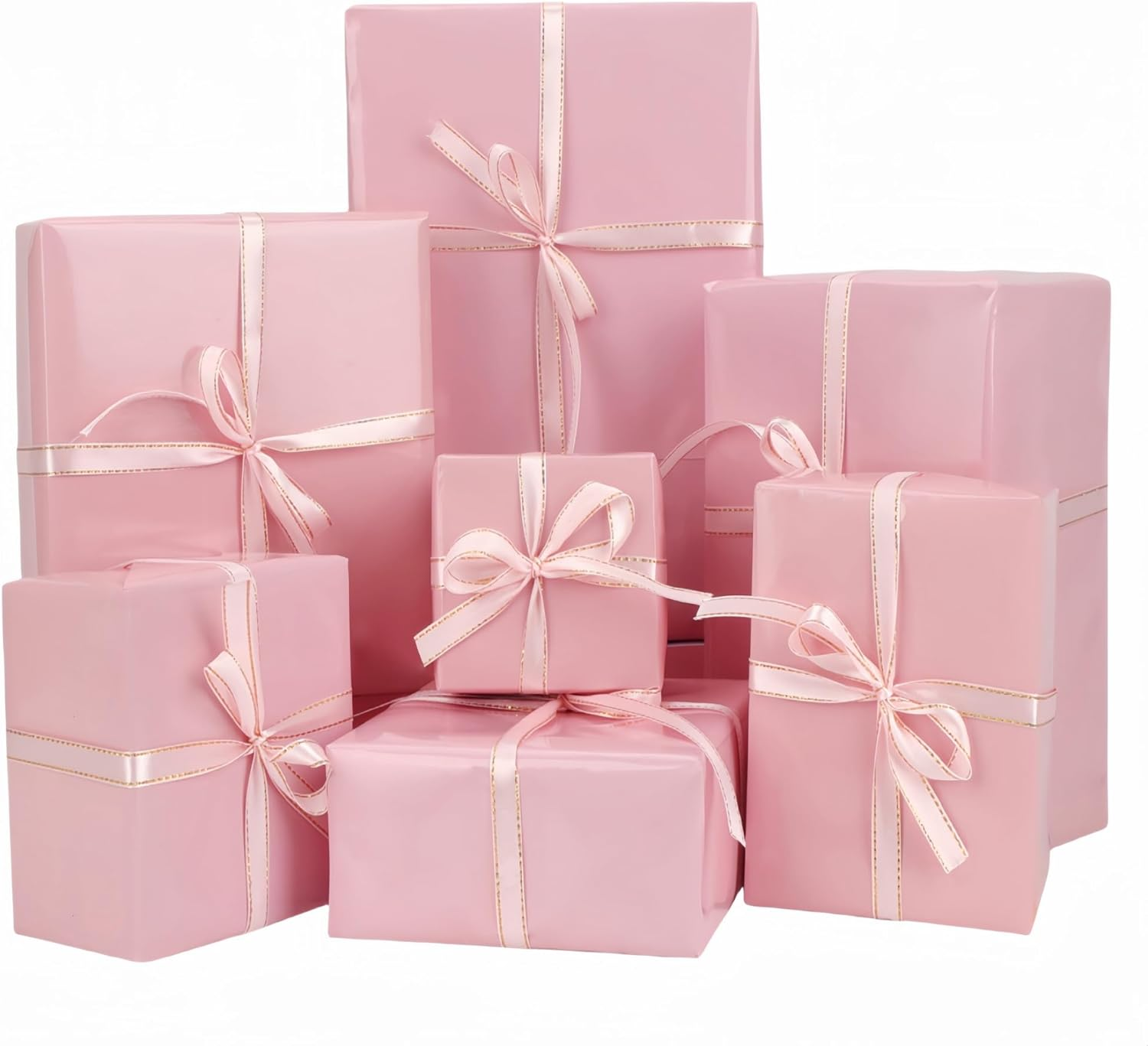 ZCOINS 4 Sheets Gift Wrapping Paper 70 X 50CM for Girls Women Birthday, Aurora Rainbow Purple Pink Gift Wrapping Paper with Ribbon for Mothers Day, Valentines Day, Wedding, Christmas