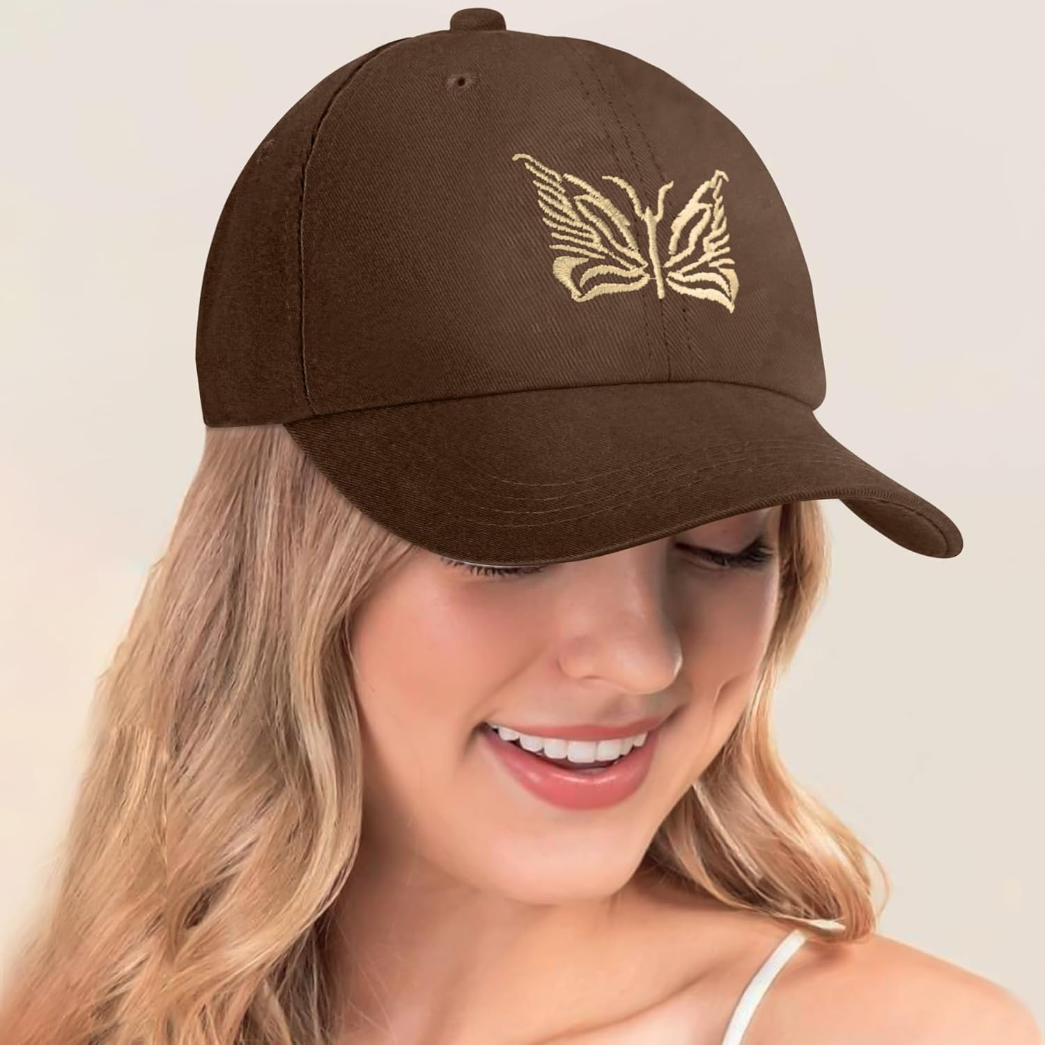 Hebenie Womens Baseball Cap - Butterfly Pattern Ladies Baseball Cap Adjustable Golf Running Hat Outdoor Sports Hat for Women image number 4