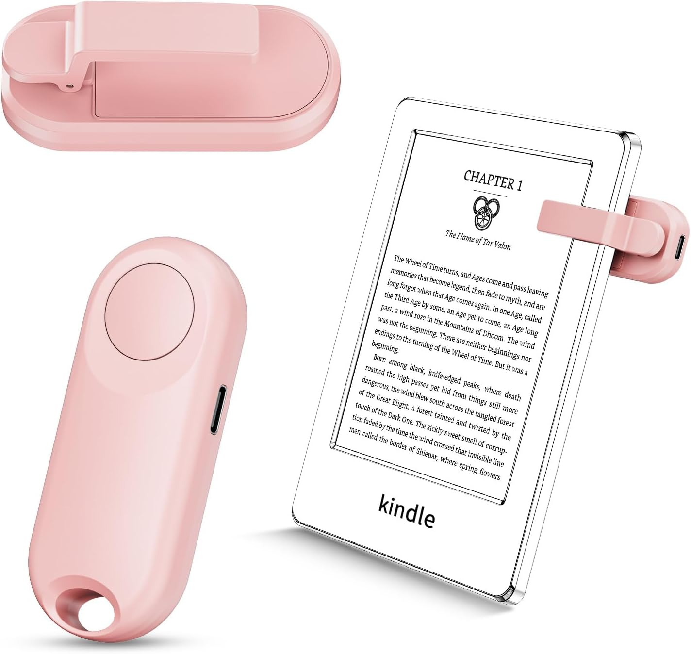 Remote Control Page Turner for Kindle Paperwhite Oasis Ereaders Kobo,Camera Video Recording Remote Triggers, Page Turner for Ipad Tablets Reading Novels Comics (Pink)