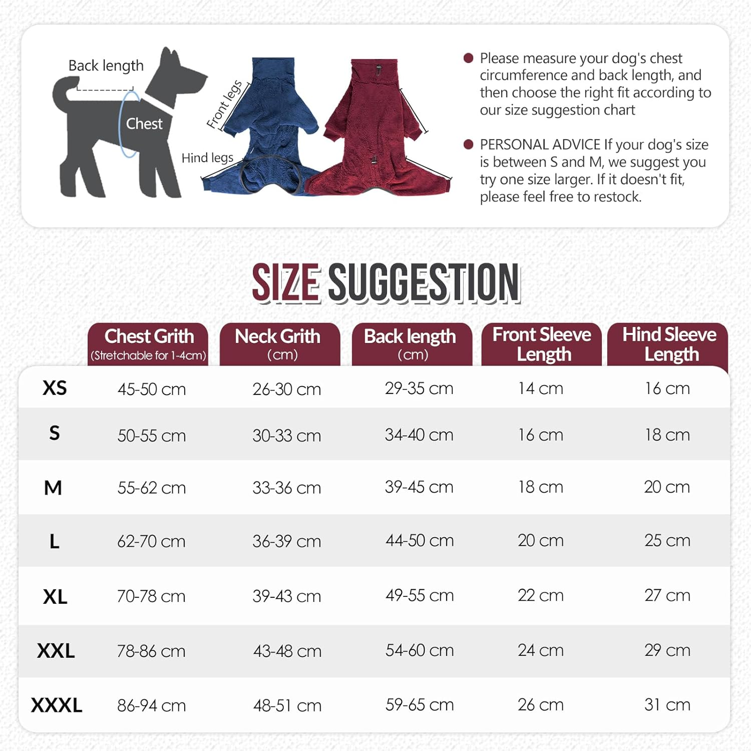 Slowton Dog Winter Coat Fuzzy Pullover Pajamas, Warm Dog Clothes Soft Pet Jumpsuit Indoor Pjs, Windproof Cold Weather Jacket 4 Legged Clothes with Leash Hole for Small Medium Large Dogs image number 5