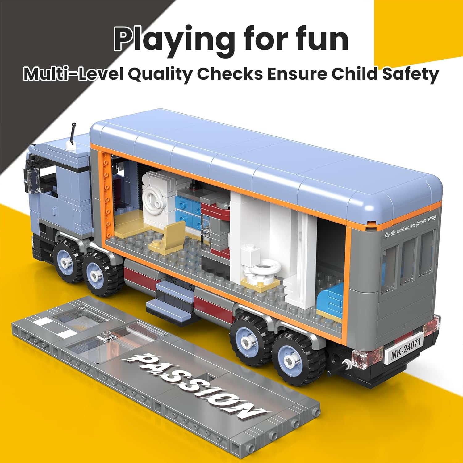 Mould King 24071 Heavy Duty Motorhome Truck Model Building Block Kit, Creative Technology Truck Clamping Building Blocks Set, Car Model Block, Suitable for 8+ Children/Adult/Collectors (615 Pieces)