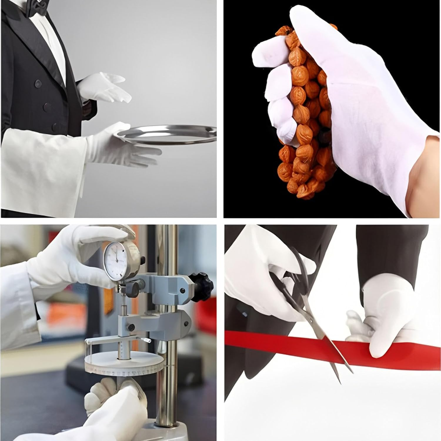 48 Pcs (24 Pairs) White Cotton Gloves, Large Archival Photo Gloves for Handling Art Working Photography Men & Womens Cloth Gloves Liners Bulk for Handling Jewelry, Film, Photo, Coin Metal Inspection image number 5