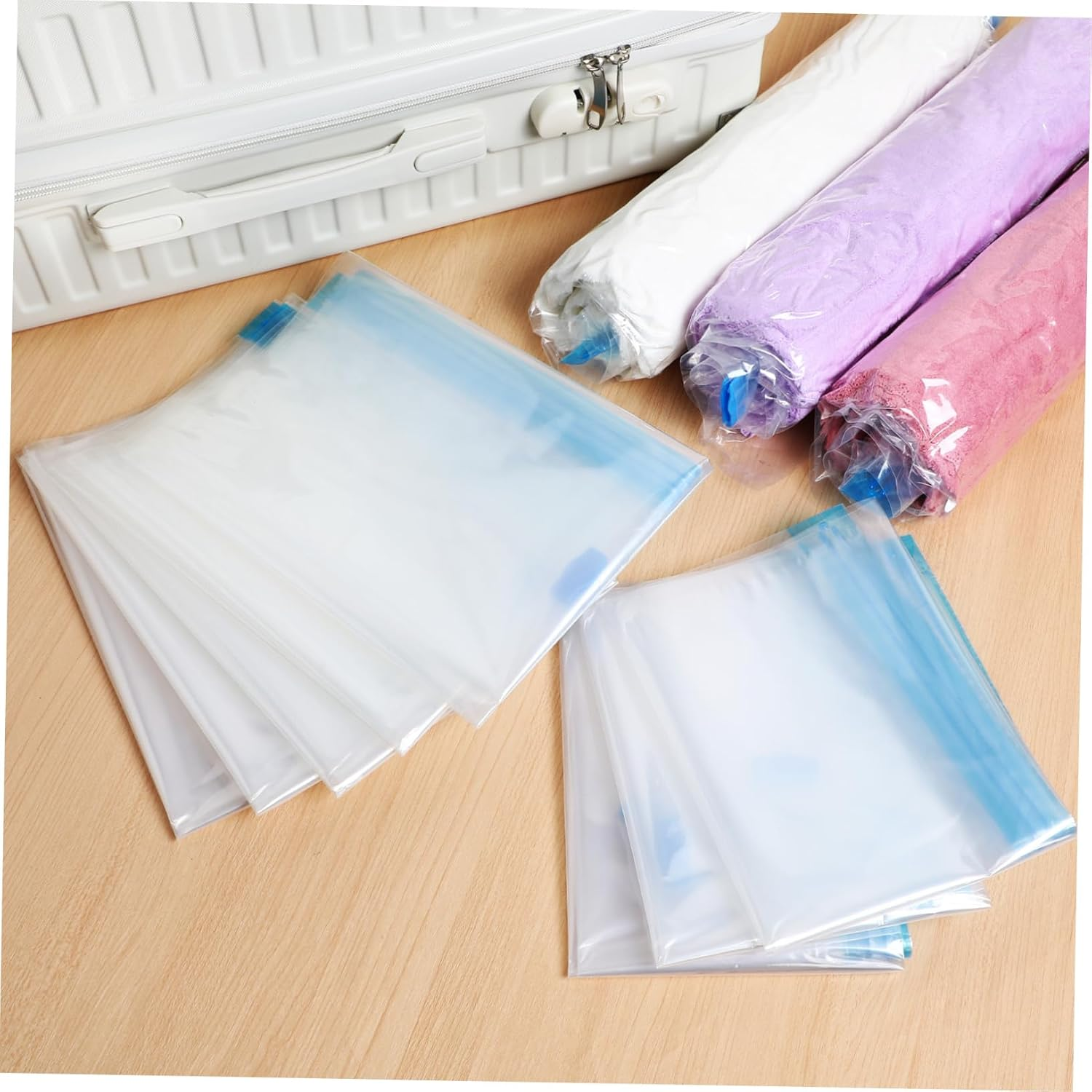 WHAMVOX 12Pcs Travel Vacuum Bags Compression Packing Bags for Travel up Compression Packing Space Saver Compact Kit image number 4