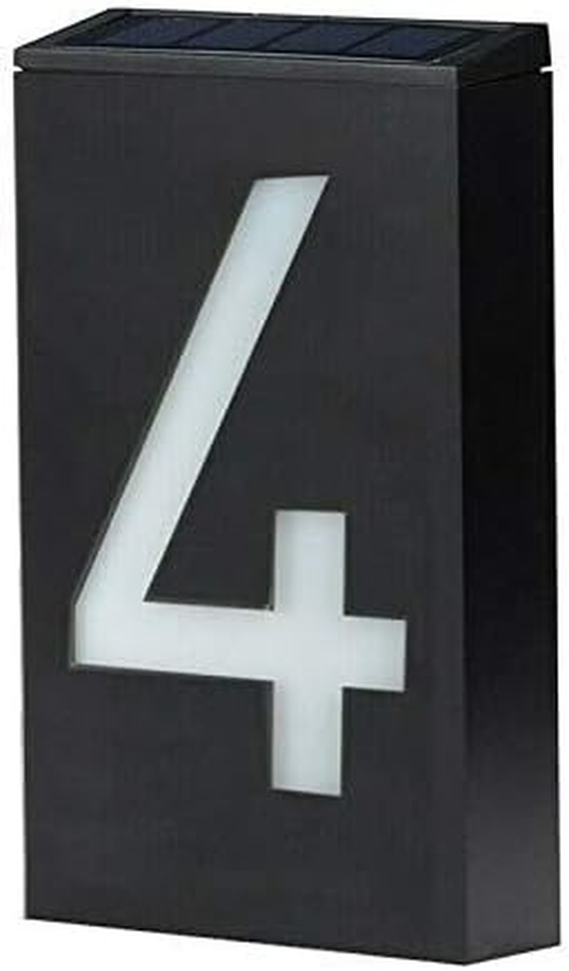 LED Solar House Number Light, Garden Numbers Solar Powered Address Sign LED Illuminated Outdoor Plaques and Wall Art Lighted up for Home Yard Street (Digit 2)