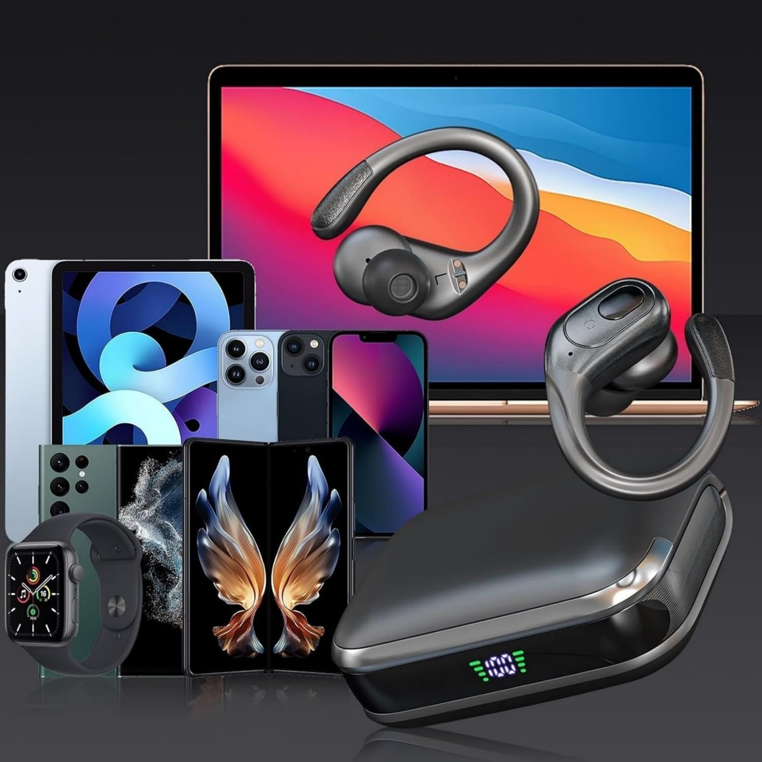 Sajawass Wireless Earbuds Bluetooth 5.3 Headphones, Noise Cancelling Earbuds with 75 Hours Playtime, LED Power Display, IPX7 Waterproof Earbuds In-Ear Headphones for Sports/Training image number 1