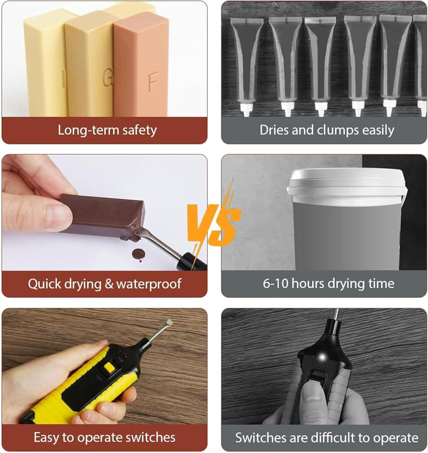 Wood Floor Scratch Repair Kit,Tiles Reparing Kit,Diy Multifunctional Wood Board Repairs Tool,Worktop Sturdy Casing Chips Scratches Mending Tool,Parquet,Wooden Furniture,Set A(11 Wax Blocks) image number 2