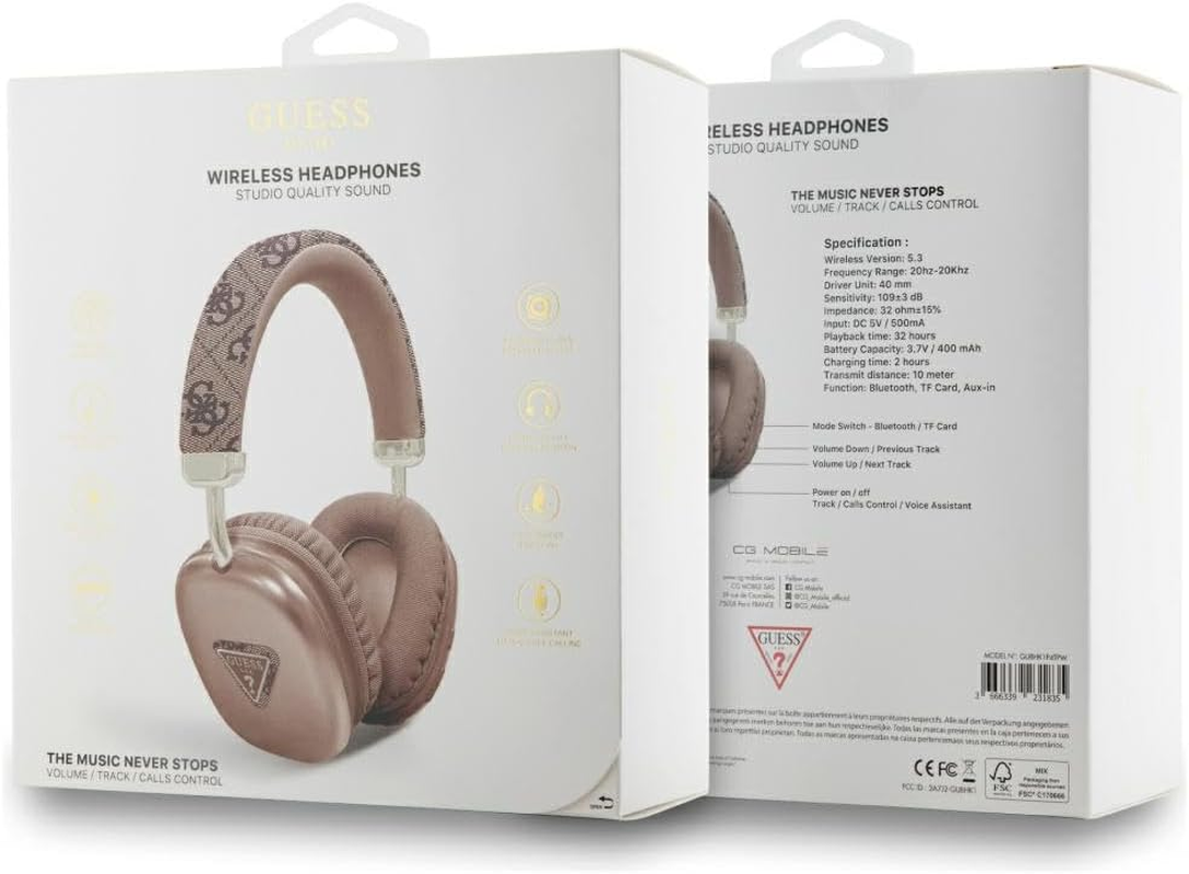 CG Mobile Guess 4G Bluetooth Headphone with Triangle Logo - Brown image number 1