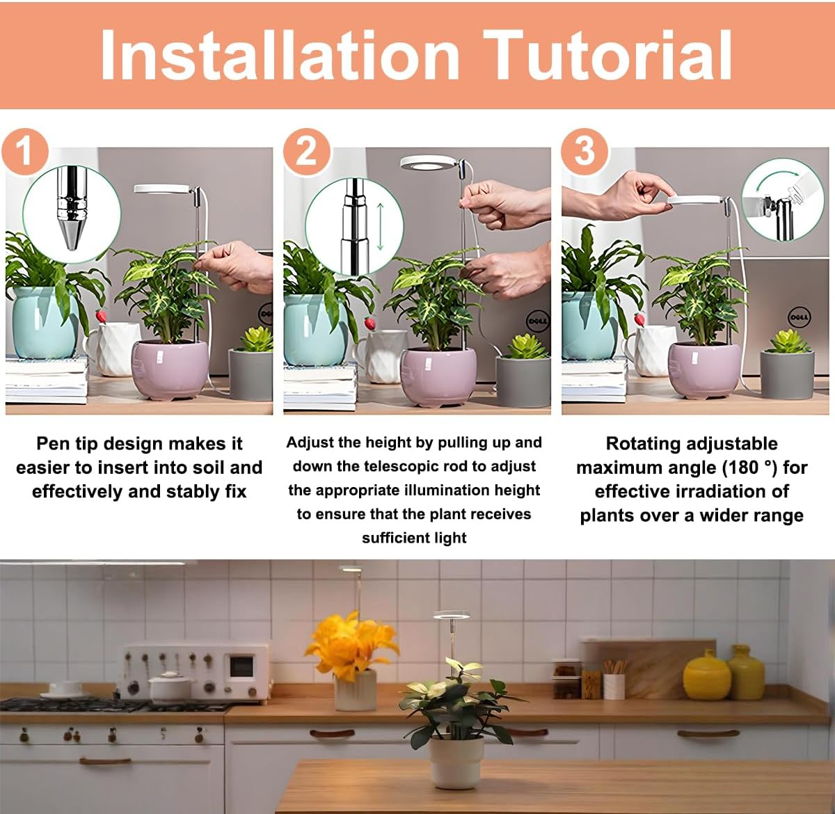 2 Plant Growing Light, 40 Leds Full Spectrum LED Plant Light for Indoor Plants, 2 Packs Auto On/Off Timer 2/4/8H Growing Lamp with 4 Dimmable Brightness image number 3