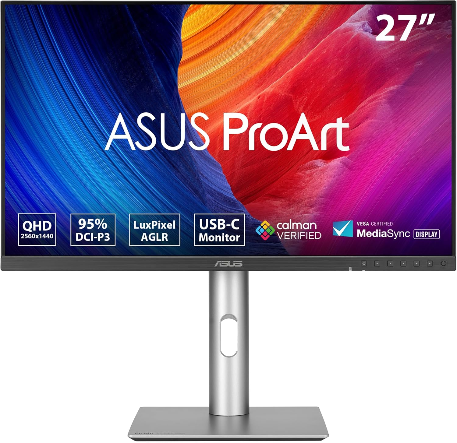 ASUS Proart Display PA278CFRV Professional Monitor &ndash; 27", IPS, QHD (2560 X 1440), 95% DCI-P3, Luxpixel AGLR, 100Hz, &Delta;E < 2, Calman Verified, USB-C PD 96W, Targeting VESA Displayhdr 400, VESA Mediasync image number 5