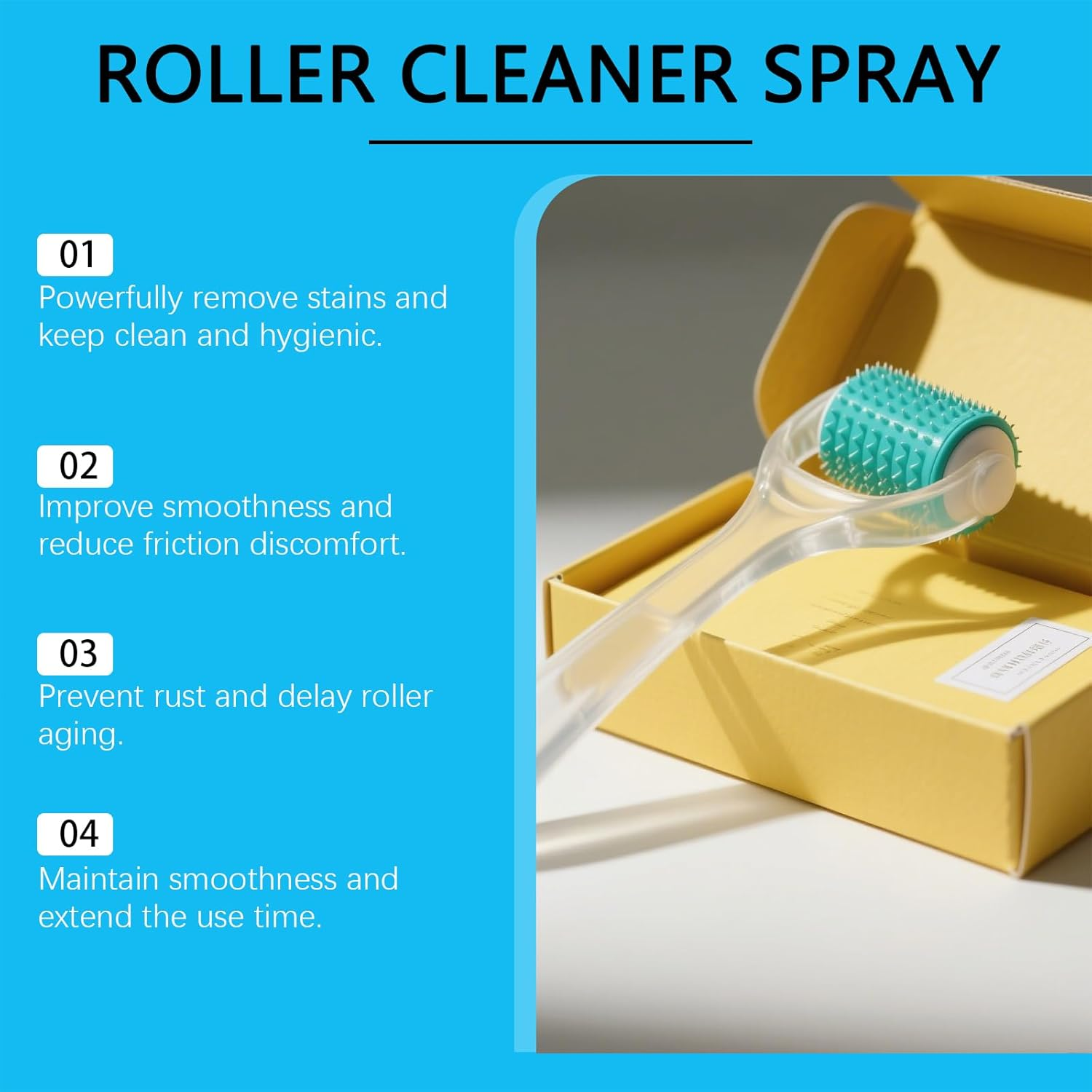 Roller Cleaner Spray, Deep Cleaning Solution for Massage Tools, 100Ml/3.38Fl.Oz, Efficient Stain Removal, Smooth Upgrade Formula image number 6