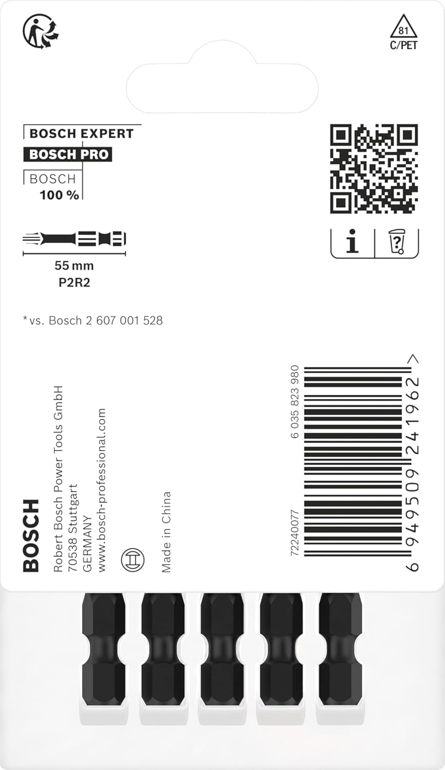 Bosch 5X PRO P2R2 Impact Bit (125 X 75 Mm, Professional Accessories Screwdriver, Screwdriver)