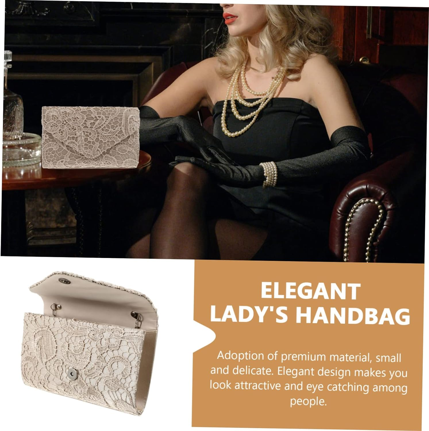 Ifundom Handbag Womens Wallet Purses for Women Shoulder Bag Envelope Clutch Evening Purses Wedding Purse Bags Clutch Purse Bag Clutch Bag Party Clutch Bag Women Evening Bag Rhinestones - Beige image number 3