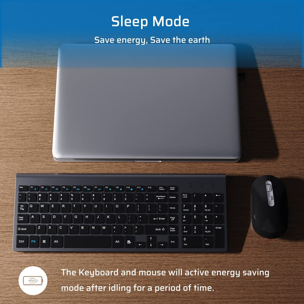 Wireless Keyboard and Mouse,Ultra Thin Sleek Design Keyboard and Mouse 2.4G with USB a & Type C Receiver Wireless Keyboard and Mouse Combo for Windows MAC, Computer, Desktop, Laptop