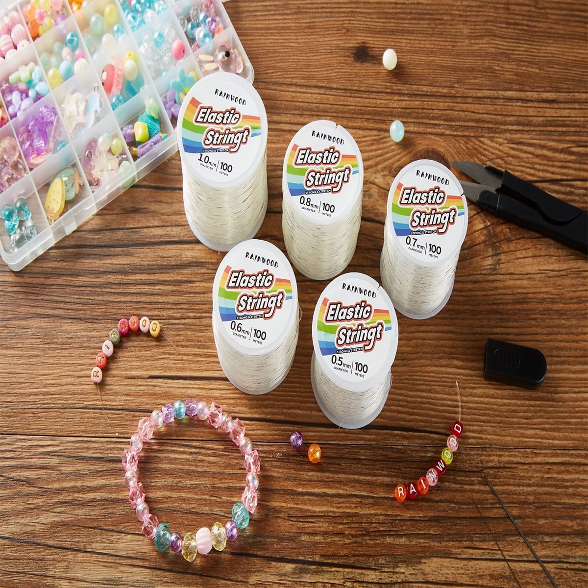 Elastic Bracelet String Cord Kit: 2 Rolls of 200M (0.5Mm) Clear Beaded Stretch Cord with Tools - Perfect for Bracelet Making and DIY Jewelry Projects! image number 2