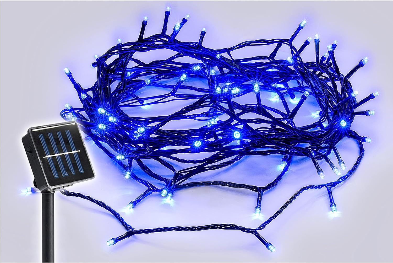 Solar 420 LED Fairy Light Chain Dark Green Cable - 4 Colour Options - Blue image number 2