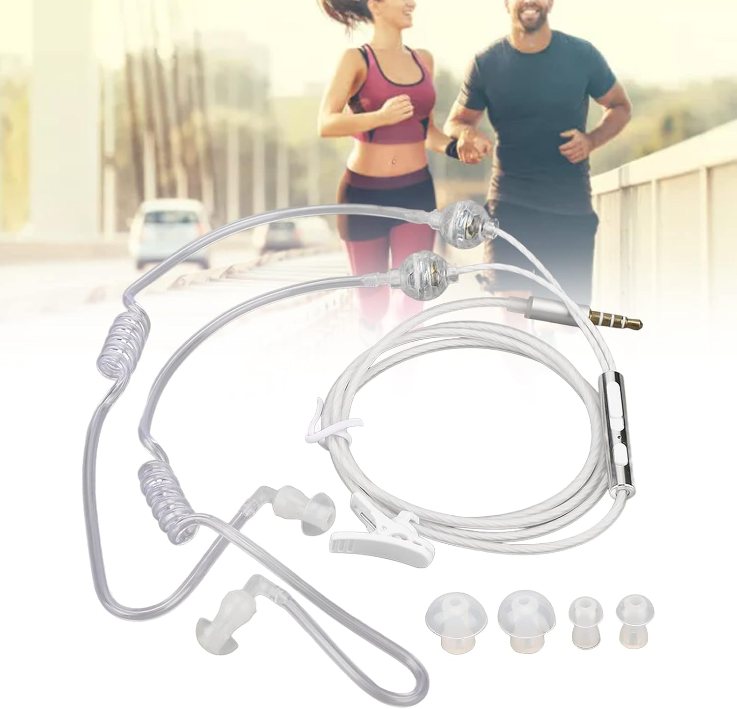 Vikye Air Tube Earphones, 3.5 Mm Ergonomic Noise Reduction Air Tube Earphones, Radiation-Free Portable Binaural Headset Headphones for Laptop Tablet (White) image number 6