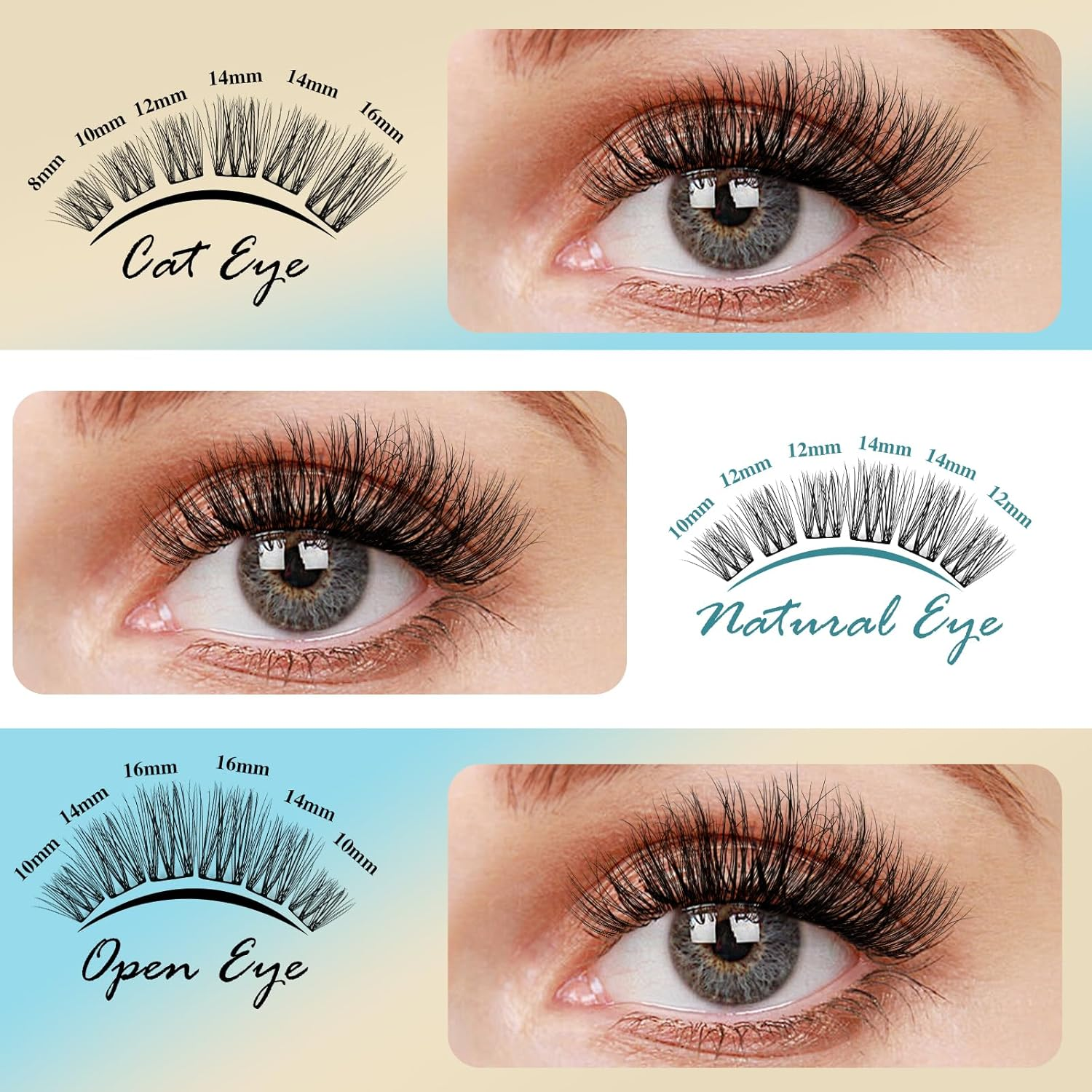 Mayhug Lash Clusters Natural Cluster Lashes Wispy Mix 8-16Mm Eyelash Clusters 96Pcs Individual Lashes D Curl, 0.05 Super Thin Band DIY Cluster Eyelash Extensions(Muggy) image number 2