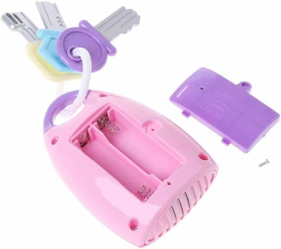 Musical Smart Remote Key Toy Set with Sound and Lights - Baby Colorful Remote Pretend Car Keys (Pink) - Pink image number 4