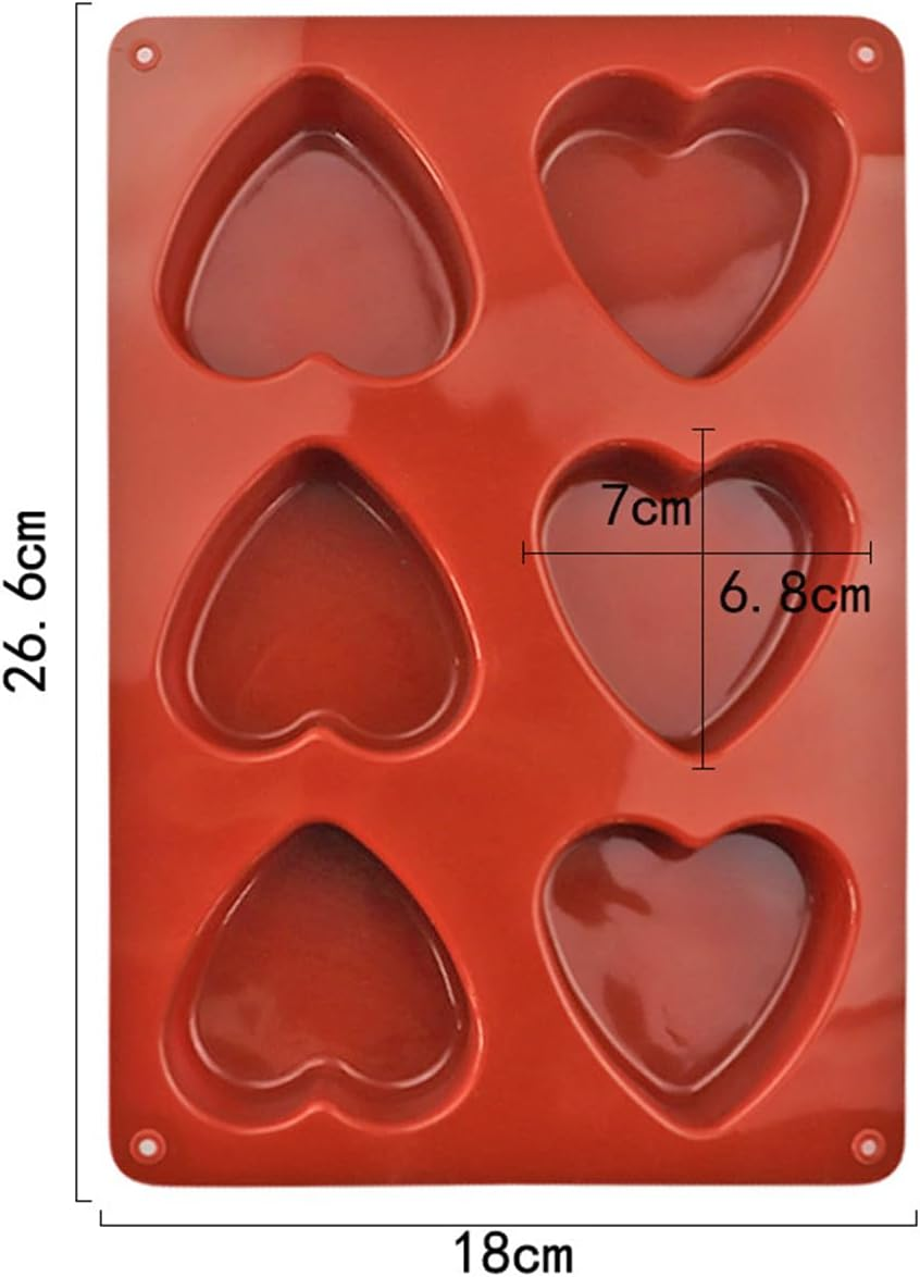 2Pcs/Pack 6 Holes Heart Shaped Silicone Mold Easy Release Heart Silicone Molds for Chocolate Cake Jelly Pudding Handmade Soap Mould Candy Making image number 3