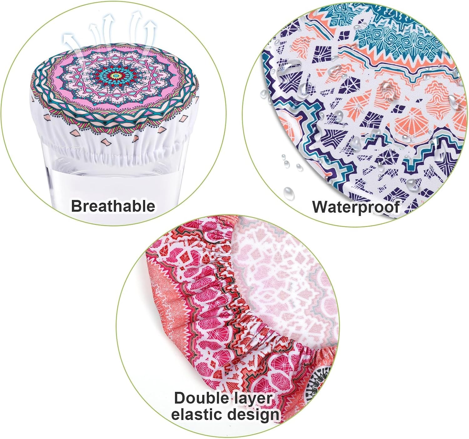 Hapurs Set of 5 Reusable Food Cover Bowl Covers, Elastic Fabric Covers Multi Purpose Food Storage Dish Covers Can Lids, Fruit Vegetable Meat Preservation Fresh Keeping Bread Rising Cover (Mandala A) - Aztec image number 3