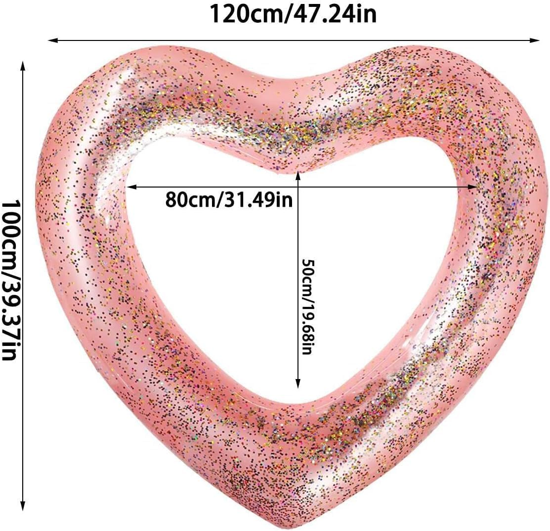 Heart Inflatable Pool - Heart Shaped Pool Float Loungers Tube | Water Fun Beach Party Toys, Summer Swimming Tube for Kids, Adults image number 5