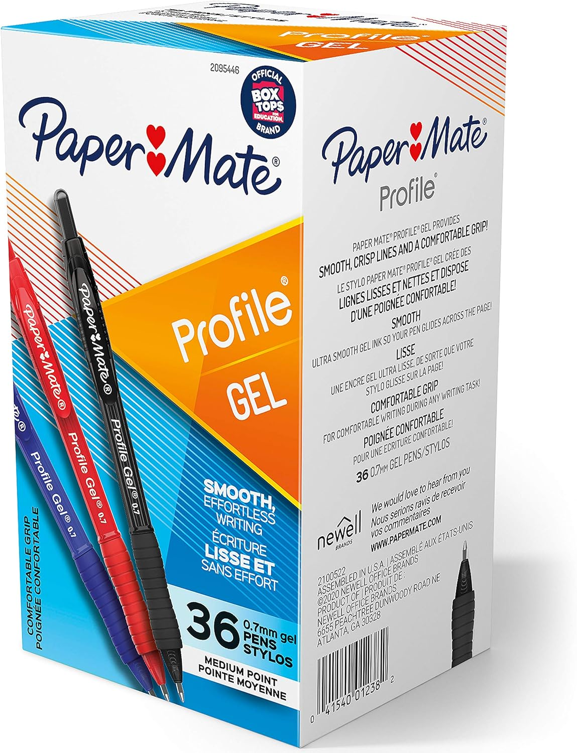Paper Mate Gel Pen, Profile Retractable Pen, 0.7Mm, Assorted, 36 Count