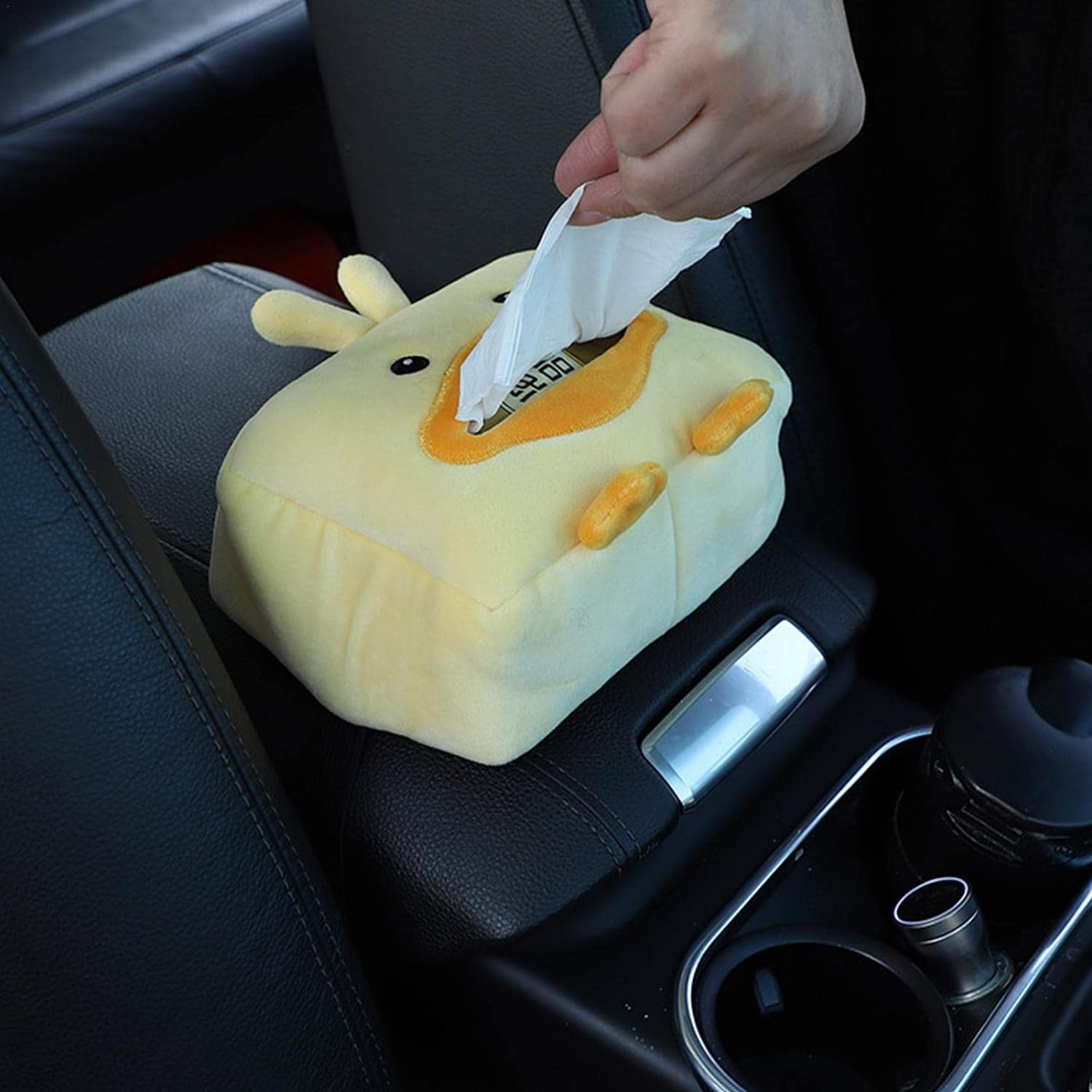 Cartoon Plush Animals Tissue Box, Cute Paper Holder for Car, Universal Vehicle Backseat Plush Tissue Organizer image number 1