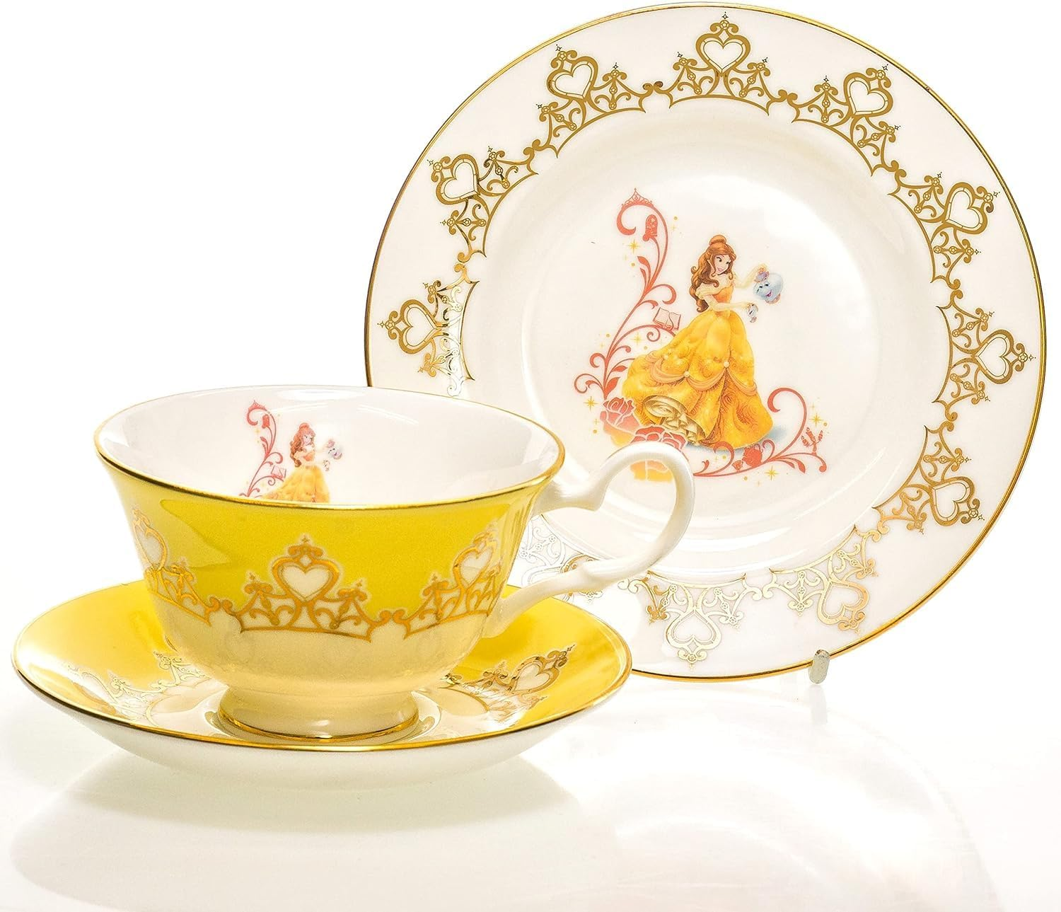The English Ladies Co Beauty and the Beast Disney Princess Ceramic Tea Ware Plate, 6-Inch Diameter