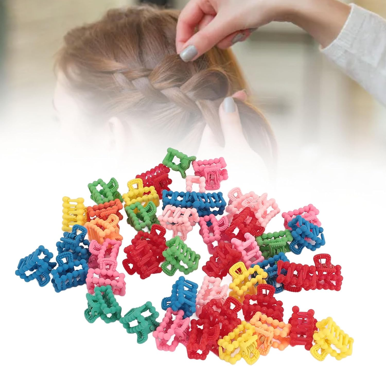 100Pcs Plastic Cute Tiny Hair Claw Clip Hat, Shaped Colorful Hair Accessories Small Hair Clip, Present for Girls for Busy Mornings or Quick Hair Touch Ups image number 3