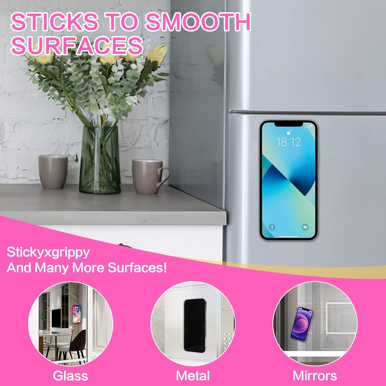 Gjinxi 2PCS Silicone Suction Phone Case Mount, Silicon Adhesive Phone Stand Sticky, Hands-Free Strong Grip Phone Accessories Holder, Non Slip Suction Cup Phone Mount for Selfies Videos (Transparent) image number 2