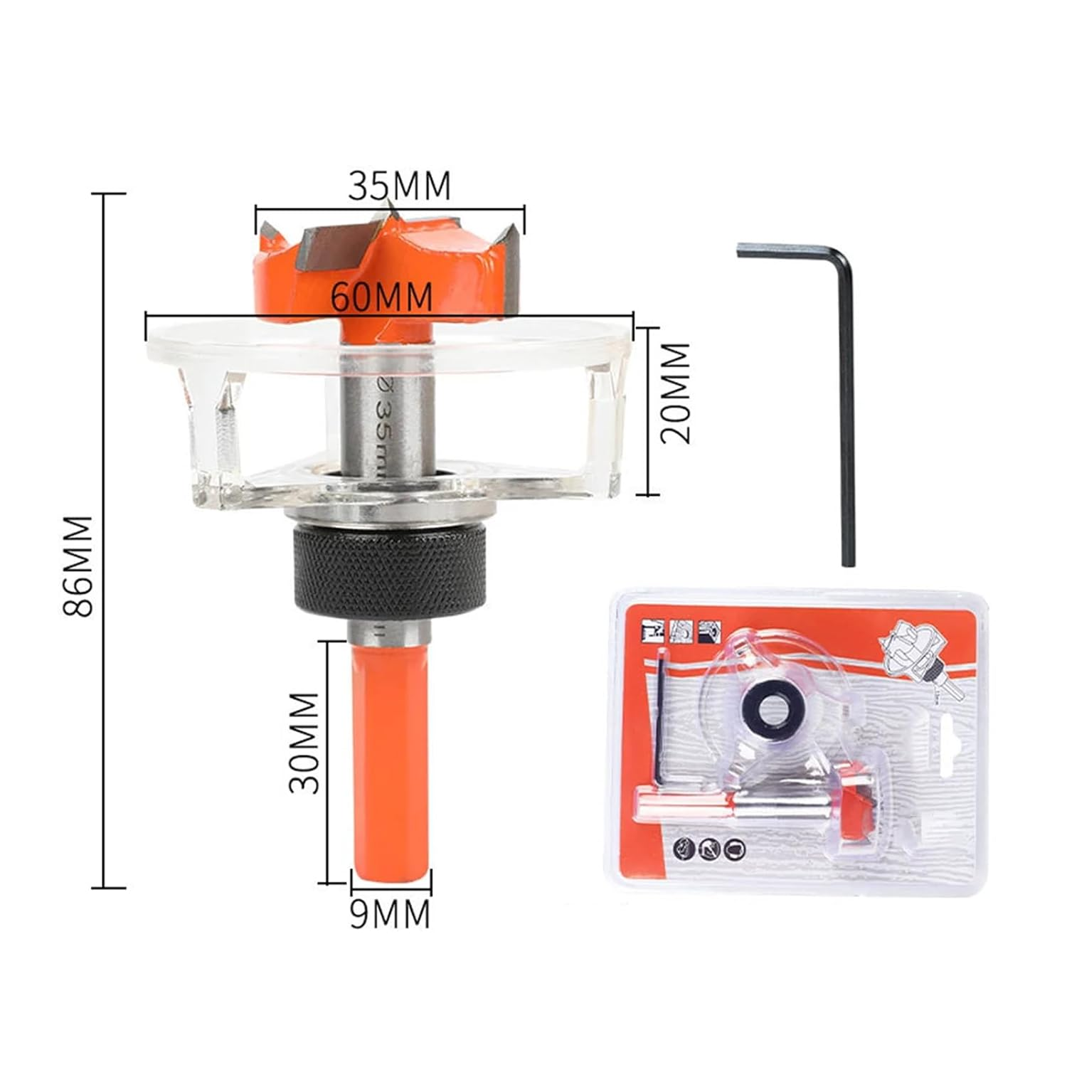 YUENTOEN Forstner Drill Bit, Adjustable Hole Saw for Woodworking Tools, round Hole Opener Hand Tool, Hole Cutter Punching Saw Drill Tool, 35Mm
