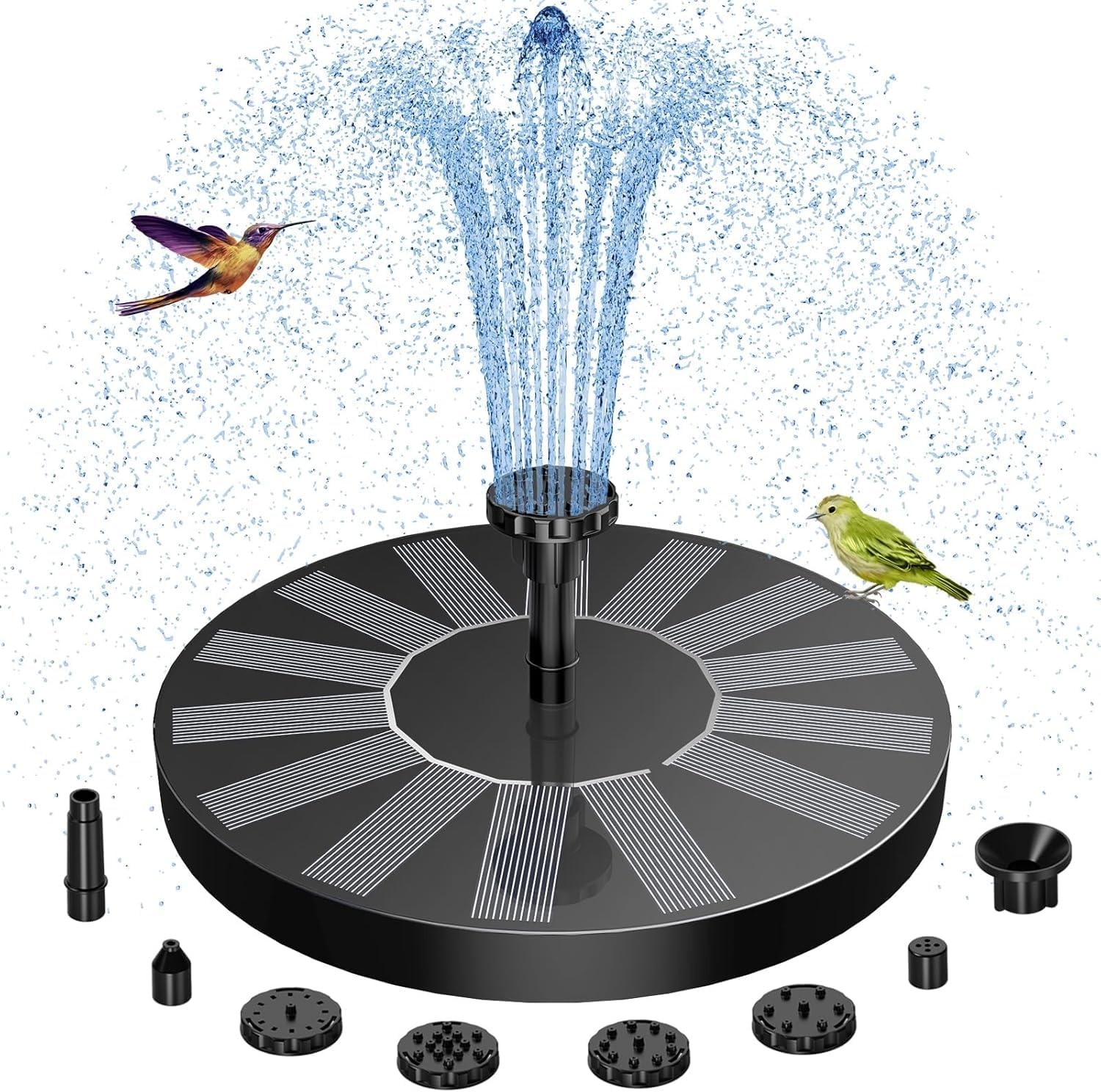 Solar Fountain for Bird Bath, Solar Water Fountain with Multiple Nozzles & Fixed Pipes, Upgraded Solar Water Pump, Suitable for Bird Bath, Garden, Courtyard, Fish Tank, Outdoor image number 1