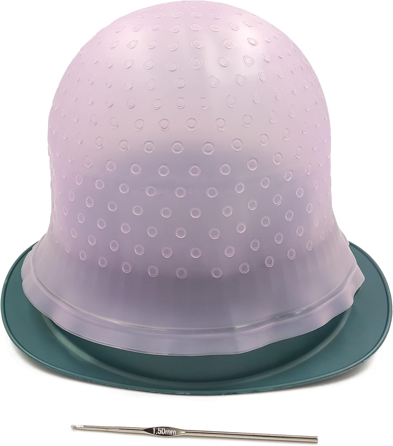 Losaria Highlighting Cap with Holes Already in Silicone Reusable Highlighting Cap Hair Dye Cap with Holes Tipping Caps Hair Salon Hairdressing Highlight Cap and Hook Kit (Purple) image number 4