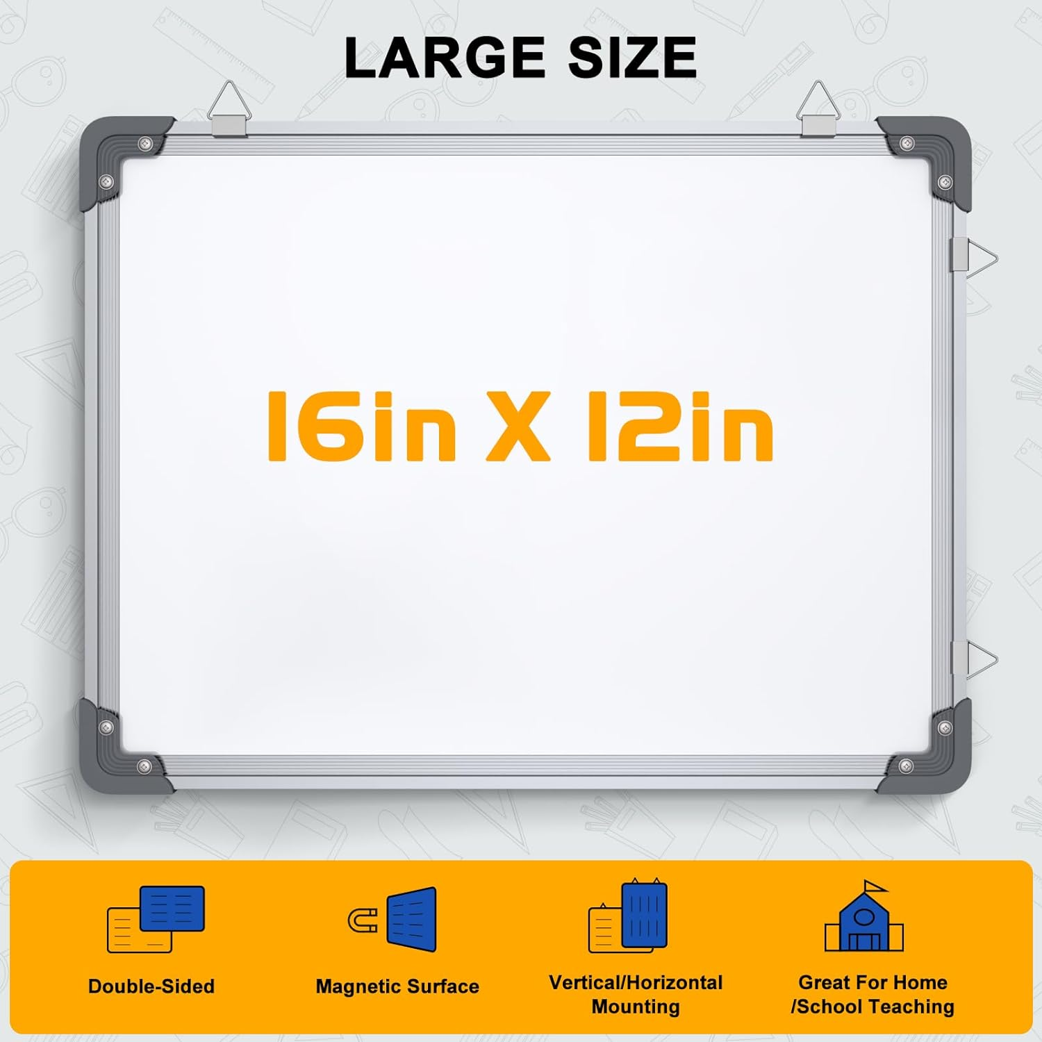 Dry Erase Calendar Whiteboard for Wall, Kwznob 16" X 12" Magnetic White Board Board, Small Wall Monthly Double Sided Boards Student, Home, Office (White) image number 4