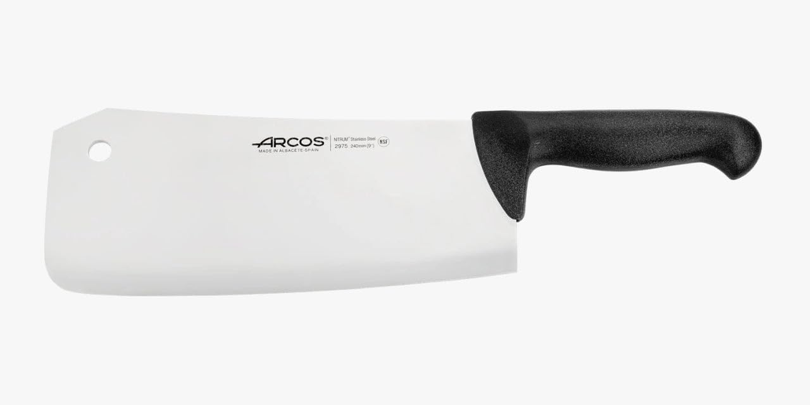 Arcos Cleaver Knife 9 Inch Nitrum Stainless Steel and 240 Mm Blade. Professional Butcher Knife. Ergonomic Polypropylene Handle. Series 2900. Color Yellow