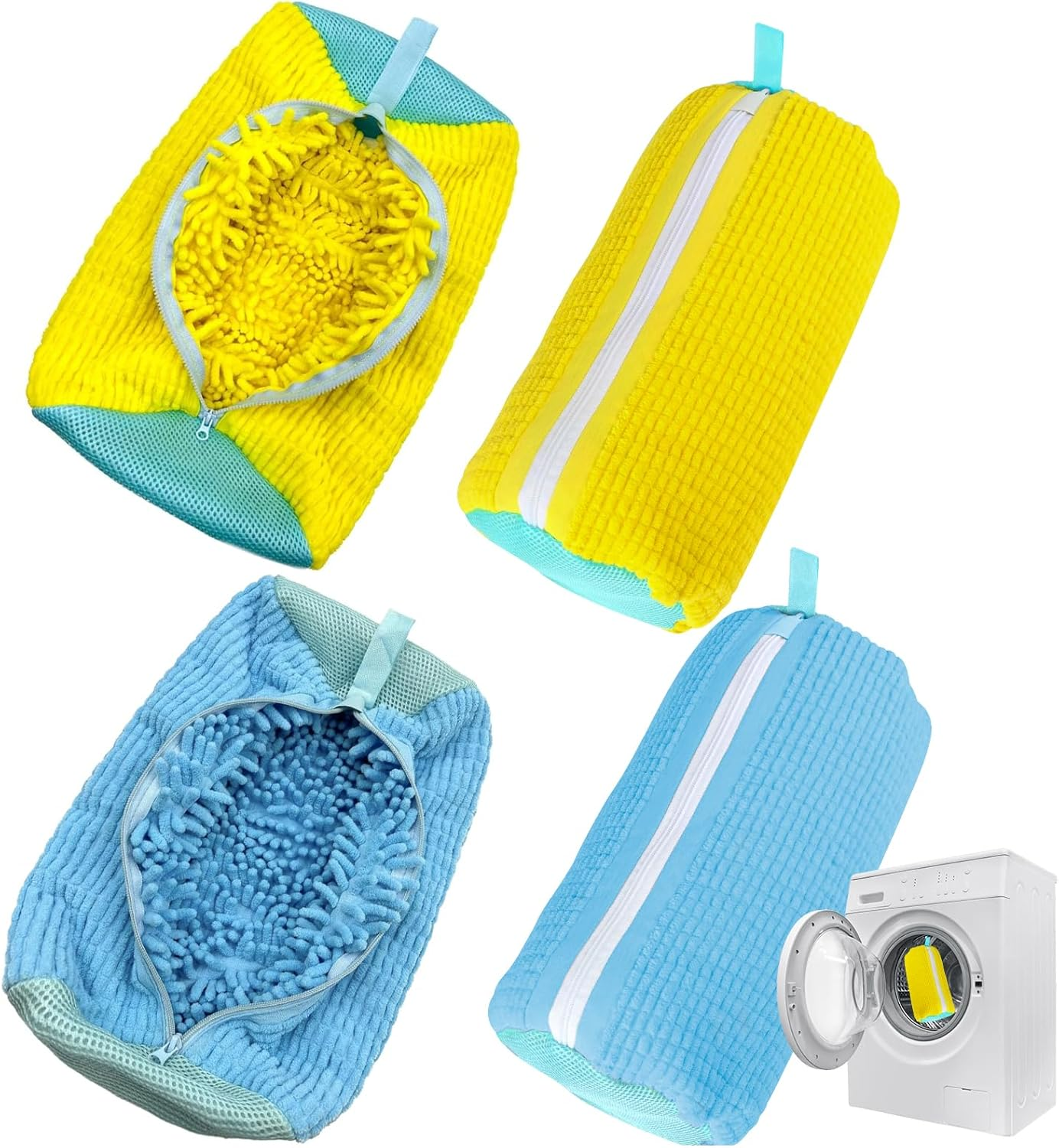 Ogetok 4PCS Shoe Washing Machine Bag Reusable Laundry Shoe Cleaning Bag for Washer and Dryer, 360&deg; Wrap-Around Cleaning Shoe Bag with Zipper & Hook for Sneakers Trainers Canvas Running Tennis Shoes image number 6