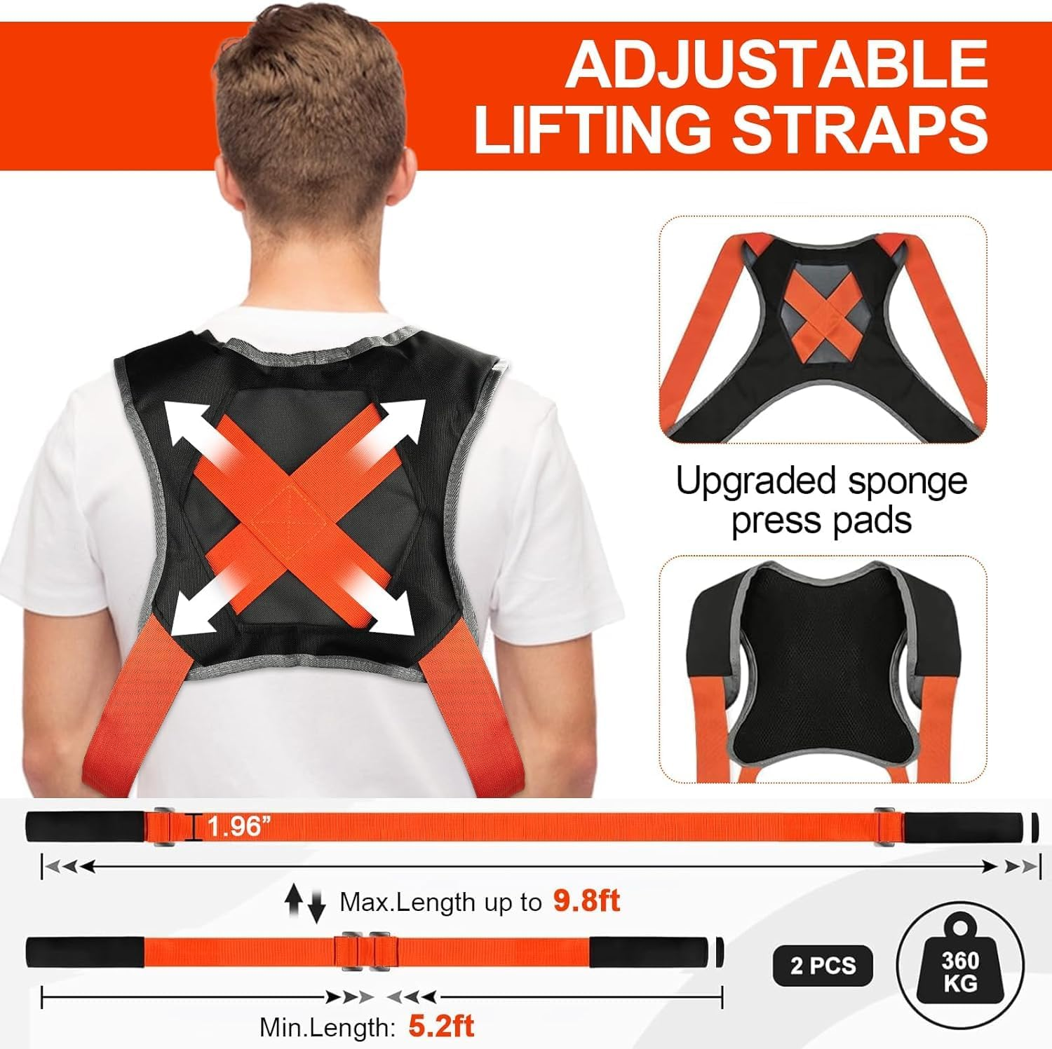 Non-Slip Moving Strap, Adjustable Double with 1 Person Lifting, Heavy Loads up to 800 Pounds, Suitable for Moving Furniture and Appliance Harness image number 1