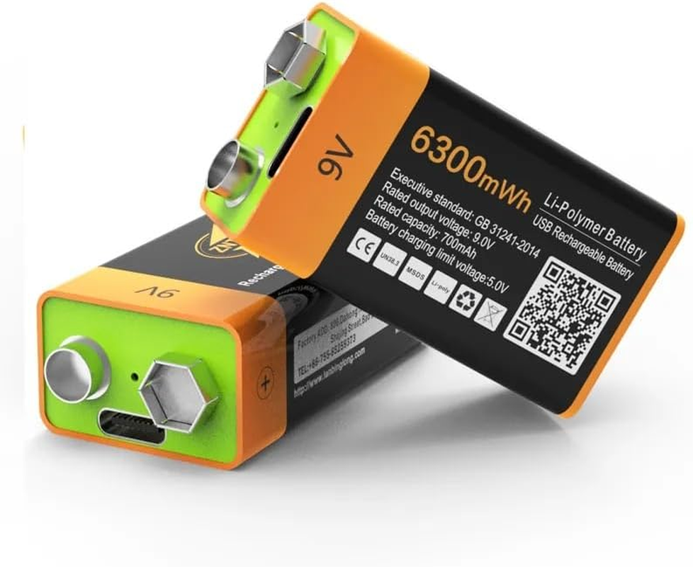 Rechargeable 9V Lithium Batteries 6300Mwh LI-PO Battery 700Mah with Cable Znter