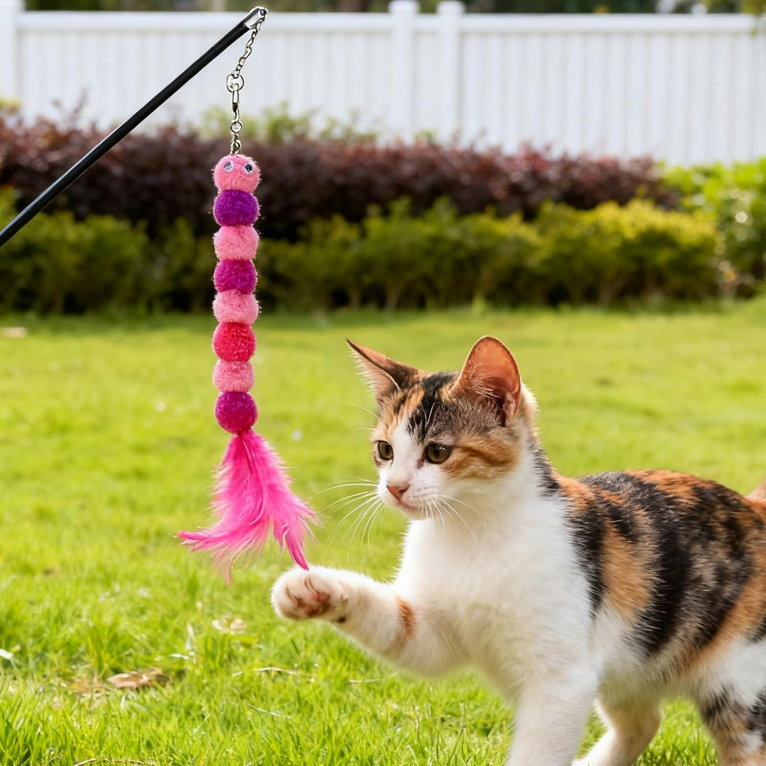 Styquenzer Cat Worm Toy Refills, 8 Pieces Cat Wand Replacement Worm Cats Toys Assorted Worms Feather Refill Toy Cats Wand Attachments for Interactive Indoor image number 6