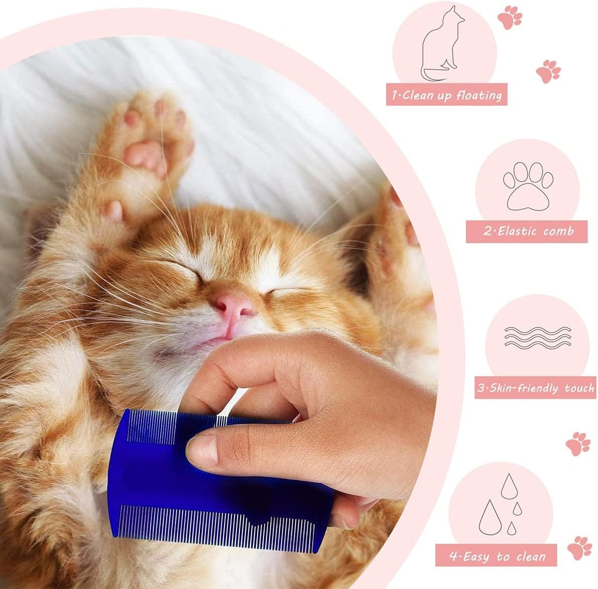 Flea Comb for Cat Dog, 4 PCS Flea Removal Lice Combs Fine Tooth Comb Grooming Set Remove Float Hair Tear Marks Tick Removal Tool image number 4
