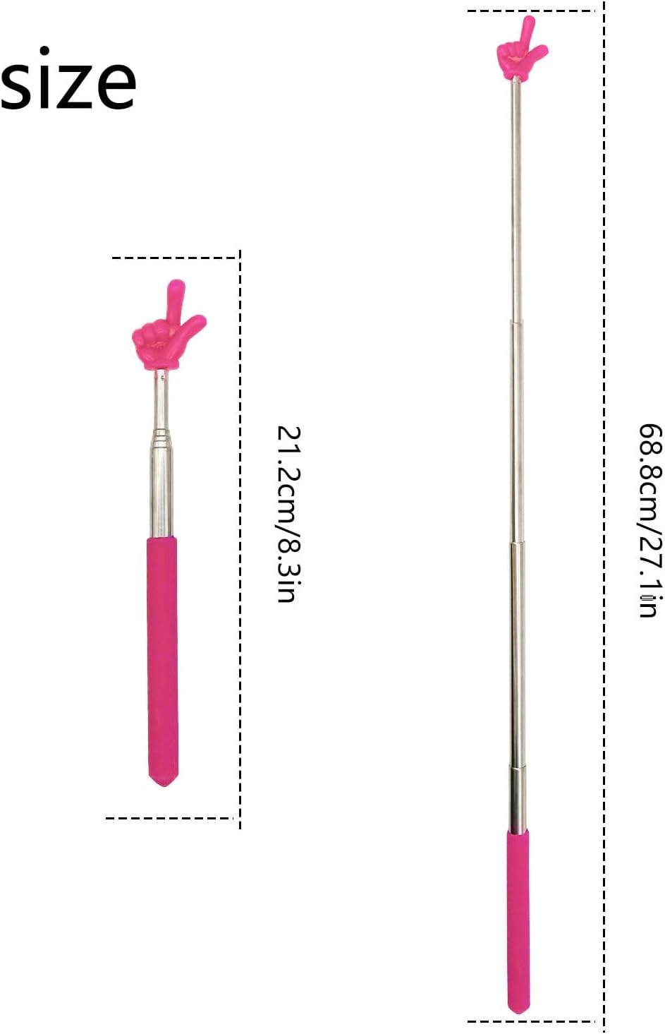 Dohia Retractable Pointer for Classroom Telescopic Teachers Pointer Extendable Hand Pointer Finger Pointer Stick Mini Retractable Classroom Pointer for Elementary School Kindergarten D2-YDZDB (Pink) image number 2