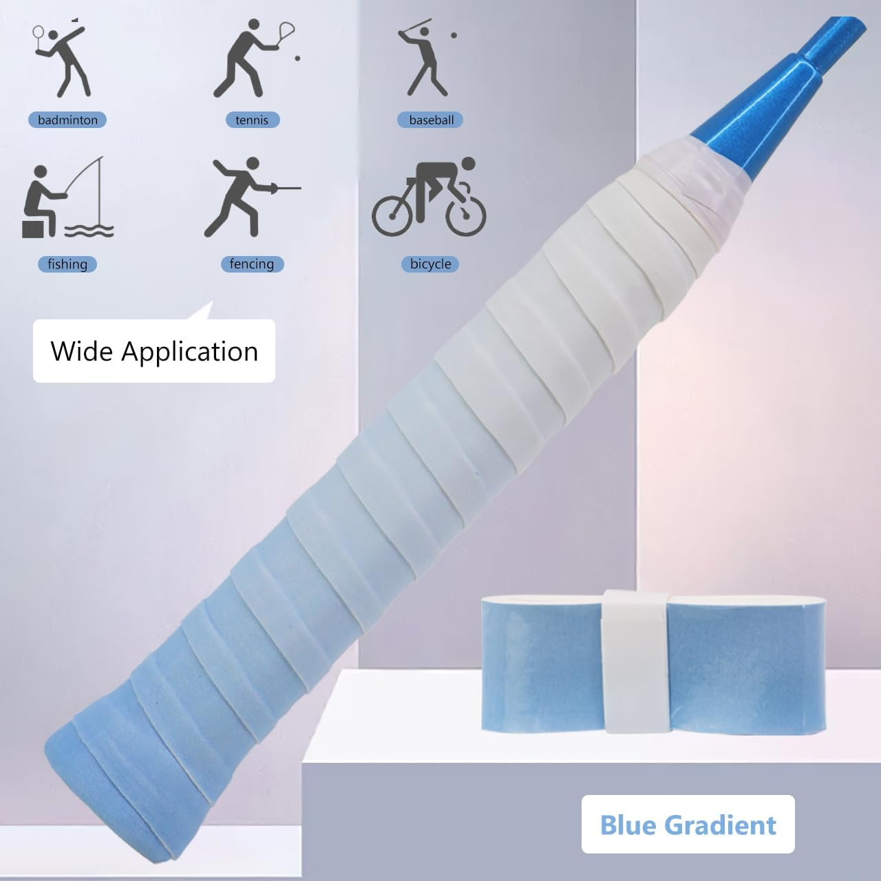 Tennis Racket Grip Tape [6 Pack], Gradient Color Non-Slip Grip Tape for Badminton Tennis Rackets, Precut/Soft Feel/Anti-Peeling/Long Lasting Racket Tape for Tennis