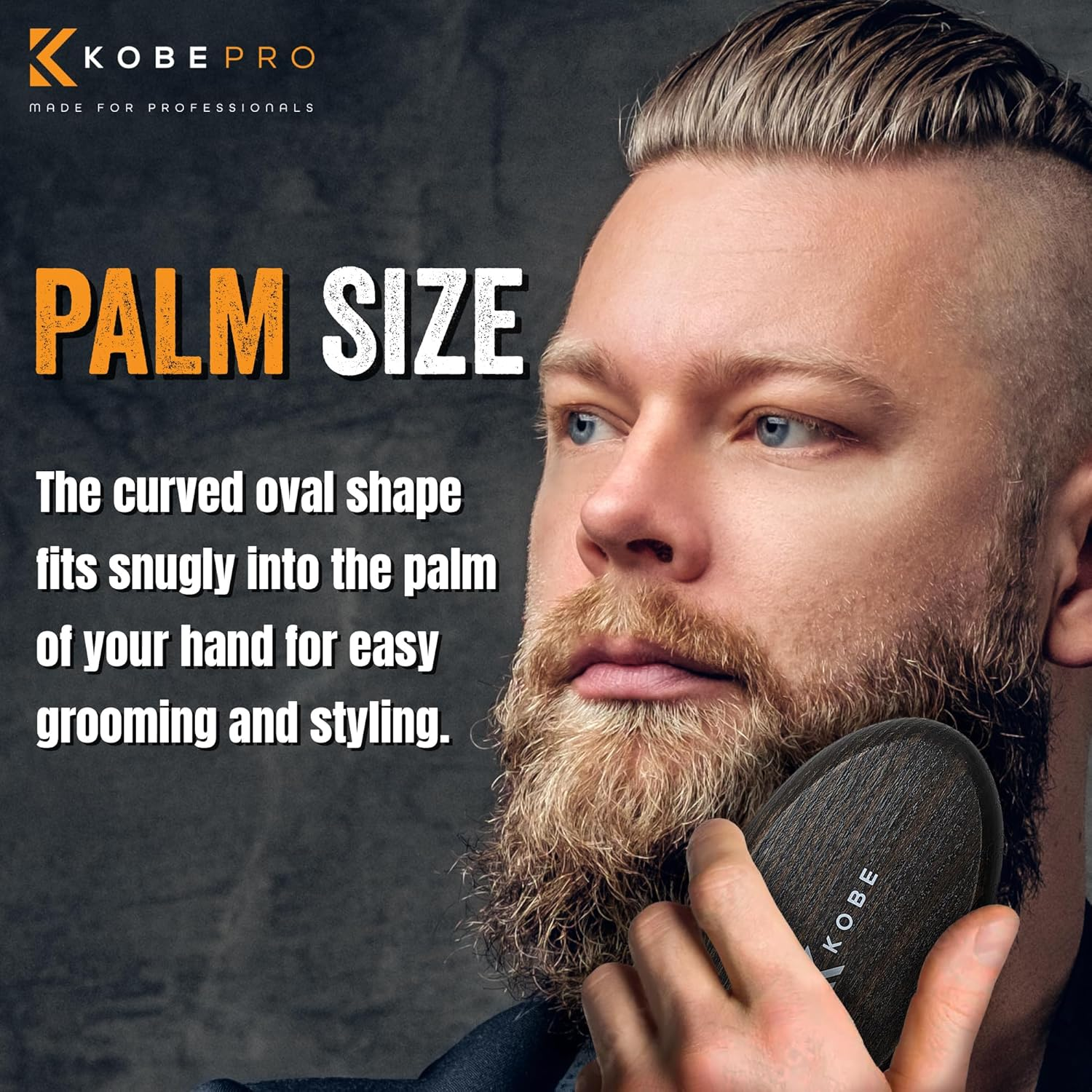 Kobe Palm Men'S Dark Wood Oval Military Hair Brush - Hand Sized Grooming Tool with Natural Boar and Nylon Mix Bristles for Hair and Beard image number 6