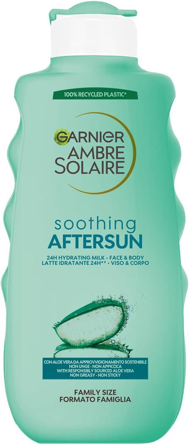 Garnier Ambre Solaire after Sun Milk for Face and Body, Refreshing Effect and Nourishing Skin, Ideal for All Skin Types, Enriched with Aloe Vera, Maxi Format 400 Ml