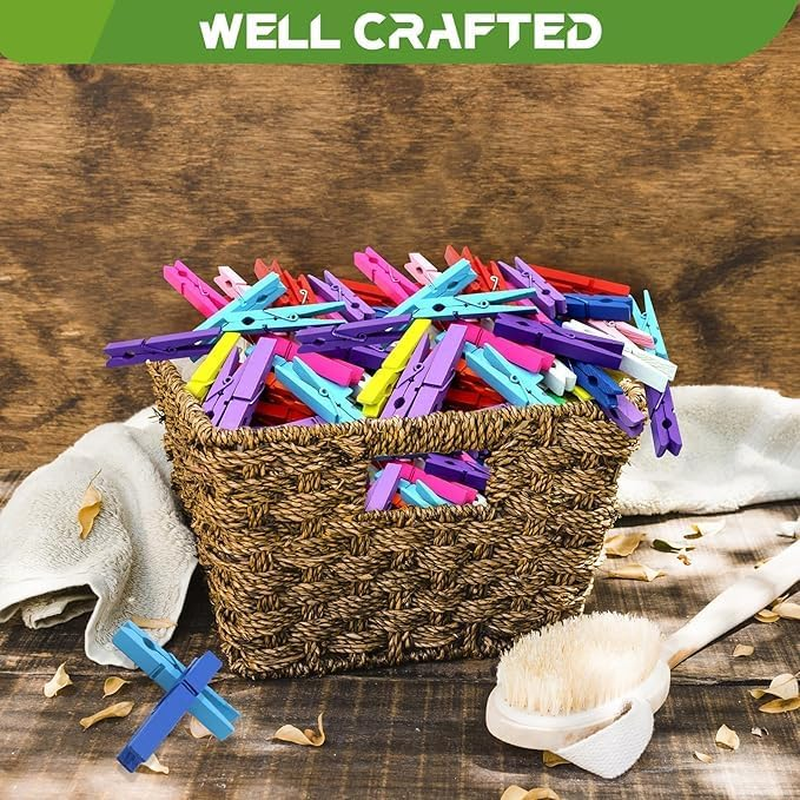 100 Pcs Colored Clothes Pins Woodenclose Pins Woodencolored Clothespins Crafts 2.9In X 0.4In Clothes Pin, Pins for Crafts, Hanging Clothes, Laundry image number 2