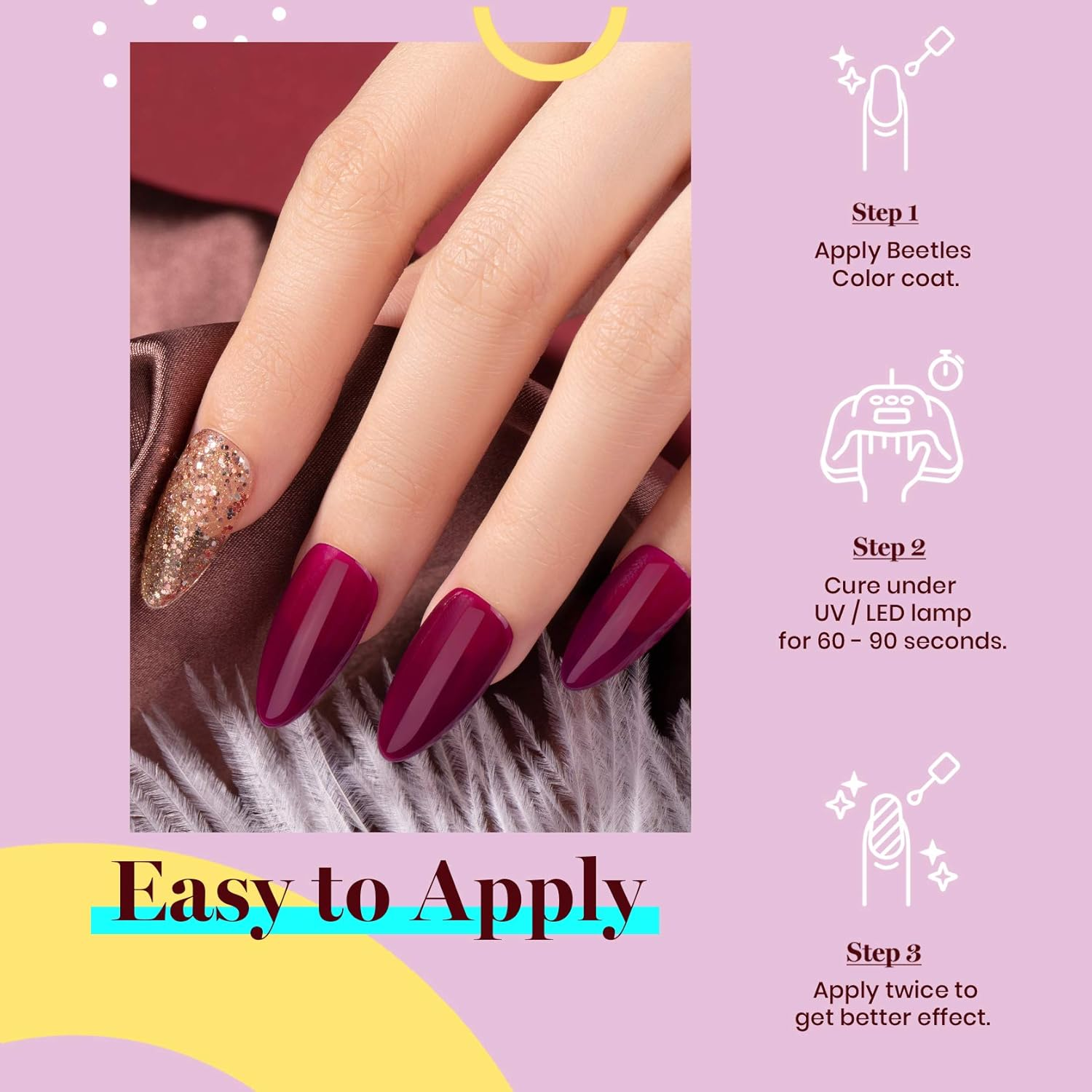 Beetles Gel Nail Polish, 1Pcs 15Ml Vanessa Wine Color Soak off Gel Polish Nail Art Manicure Salon DIY Gel Nail Design Decoration at Home