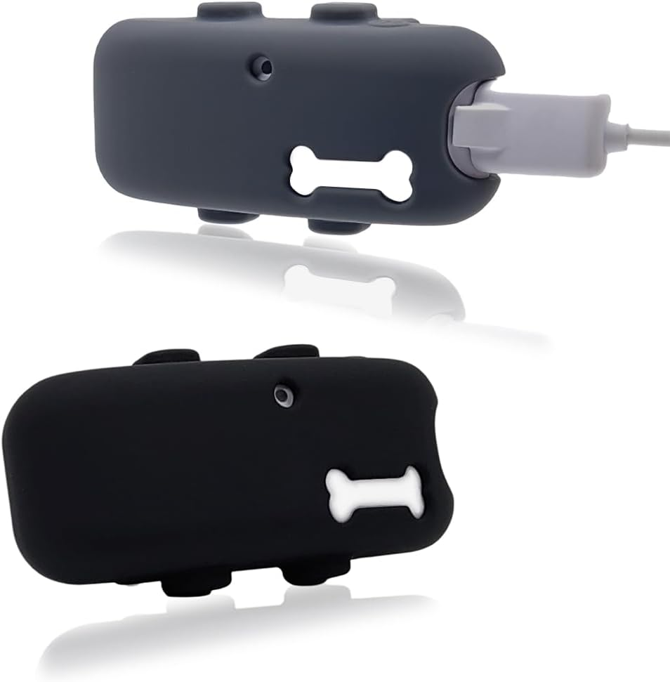 Counlisha 2 Packs Silicone Holder for Tractive GPS Pet Tracker,Waterproof Rubber Accessories Cover Item Finder Anti-Scratch,Secure Sturdy Lightweight Case with Strap for Dog Cat Collar (Black,Grey)