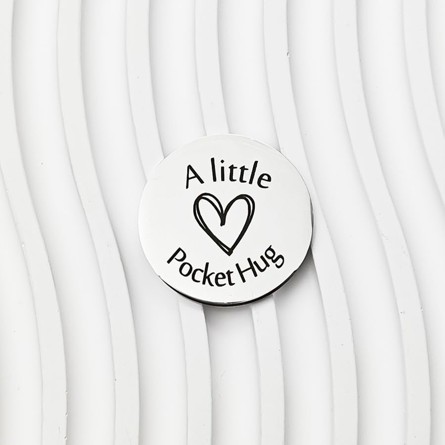 Encouragement Inspirational Gifts for Women Men Pocket Hug Token Keychain Christmas Birthday Gifts for Sister Friend Hug Tokens Keepsake with PU Leather Key Chain image number 2